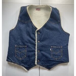 Vintage Levi’s San Francisco Sherpa Vest Men’s XL Blue Denim White Tab USA 70s‎